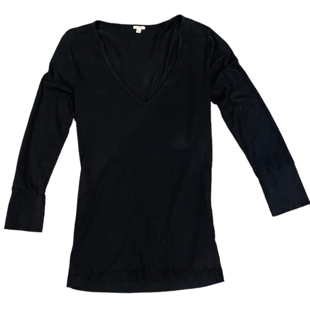 J.Crew 3/4 Sleeve V-Neck Black Top, Size XS
